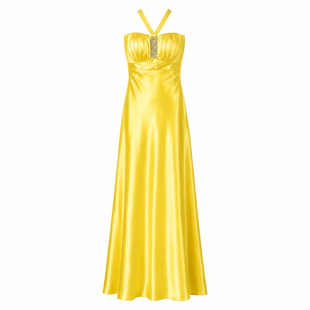 Jessica McClintock For Gunne Sax Dress Juniors 3 Yellow Satin Strapless Formal